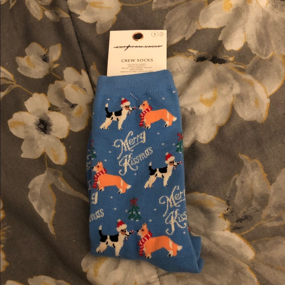 American Eagle Christmas Dog Crew Socks